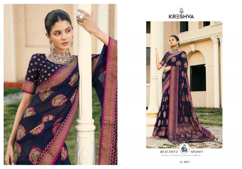 kreshva akshara georgette elegant style saree with blouse 