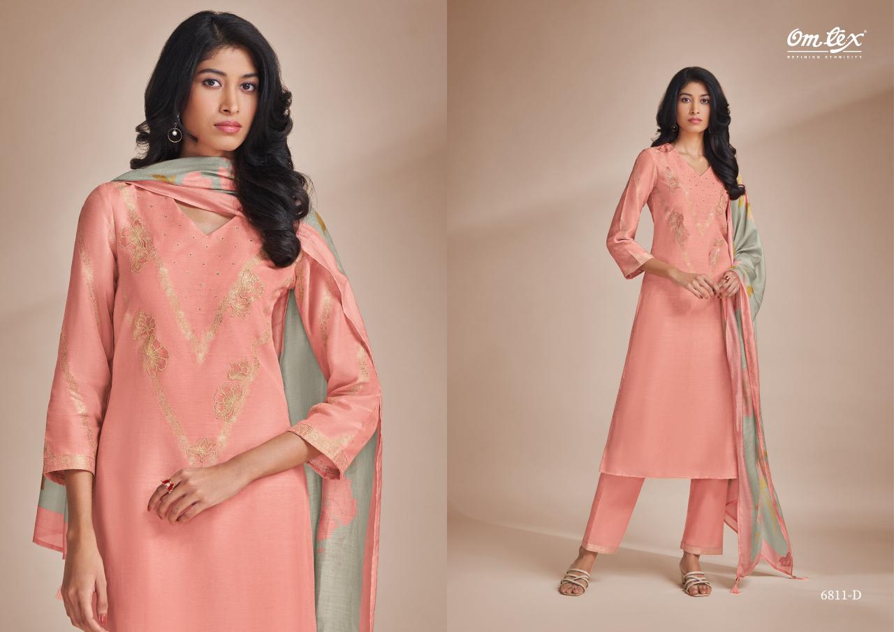 omtex astoria linen jacquard elegance style unstitch 3pcs dress