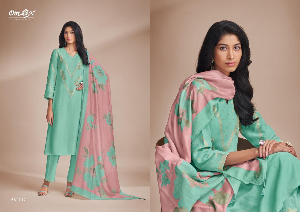 omtex astoria linen jacquard elegance style unstitch 3pcs dress