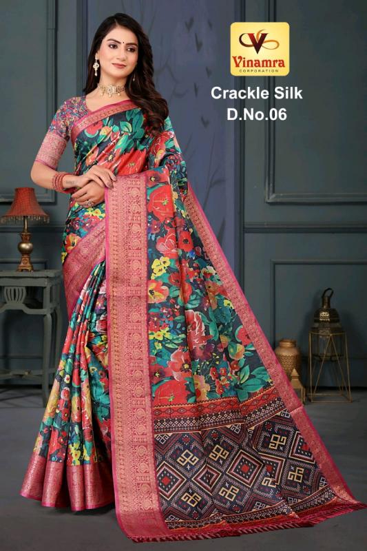 vinamra corporation crackle silk vol 1 casual doll jakkard crush saree online 