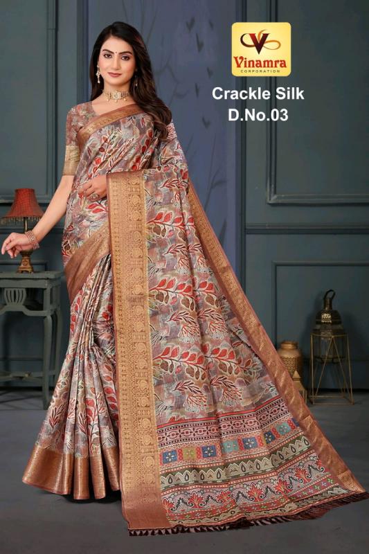 vinamra corporation crackle silk vol 1 casual doll jakkard crush saree online 