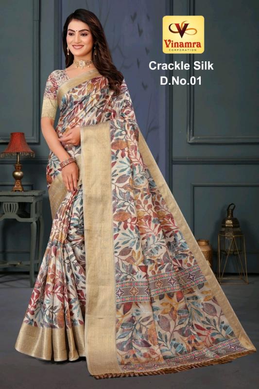 vinamra corporation crackle silk vol 1 casual doll jakkard crush saree online 