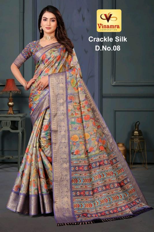 vinamra corporation crackle silk vol 1 casual doll jakkard crush saree online 