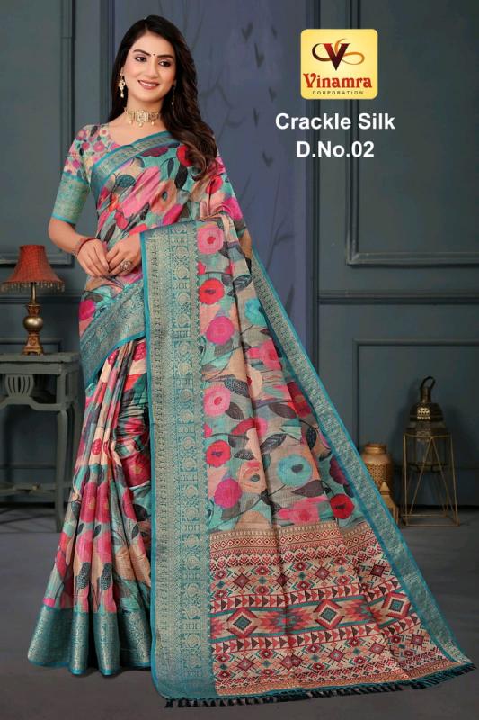 vinamra corporation crackle silk vol 1 casual doll jakkard crush saree online 