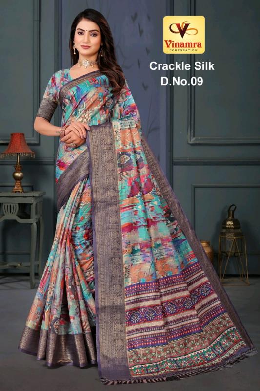 vinamra corporation crackle silk vol 1 casual doll jakkard crush saree online 
