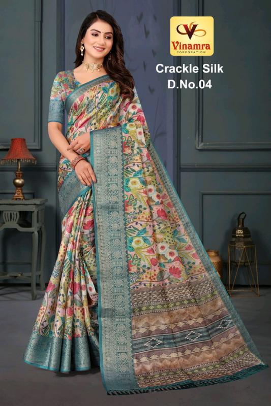 vinamra corporation crackle silk vol 1 casual doll jakkard crush saree online 