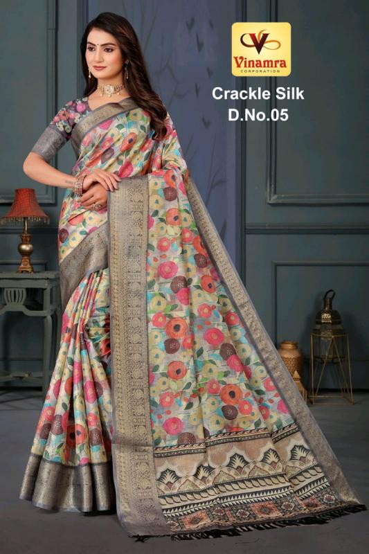vinamra corporation crackle silk vol 1 casual doll jakkard crush saree online 
