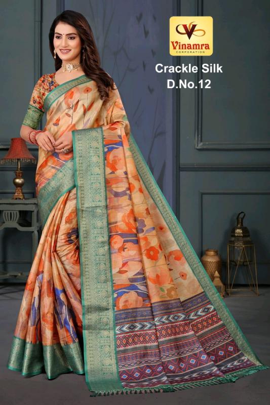 vinamra corporation crackle silk vol 1 casual doll jakkard crush saree online 