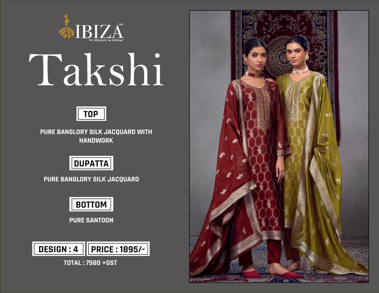 ibiza takshi banglory silk fashionable design salwar kameez 