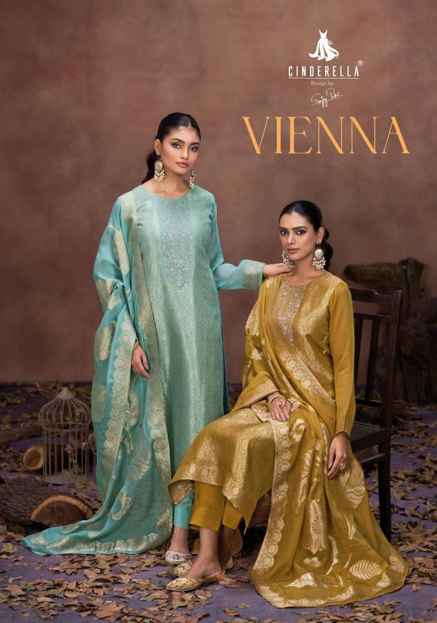 cinderella vienna organza jacquard fashionable unstitch suits  