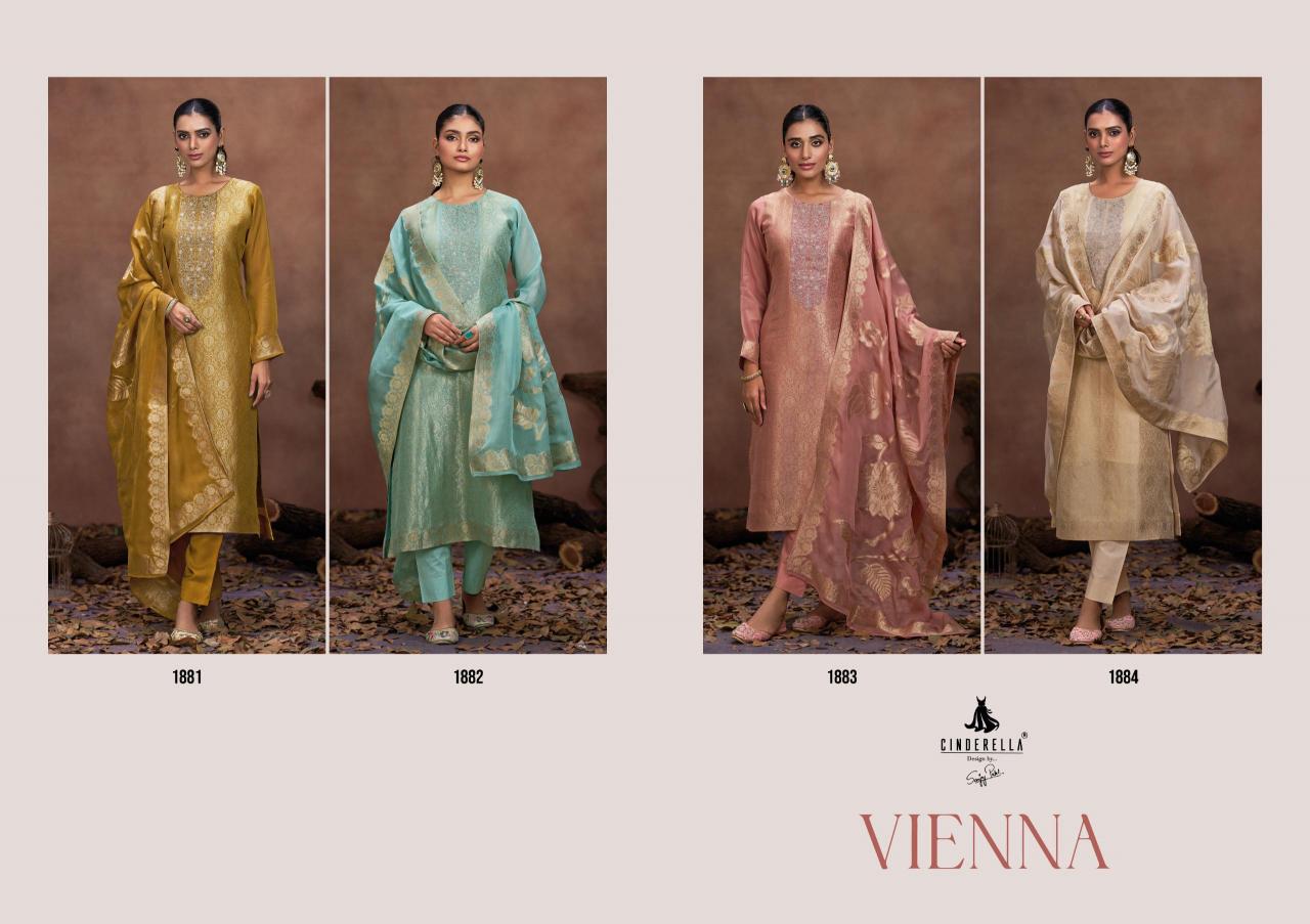 cinderella vienna organza jacquard fashionable unstitch suits  