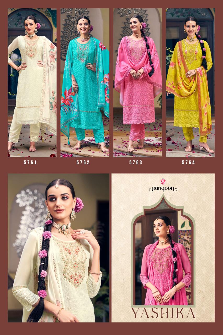 rangoon yashika chiffon georgette fully stitch classic salwar suit sets 