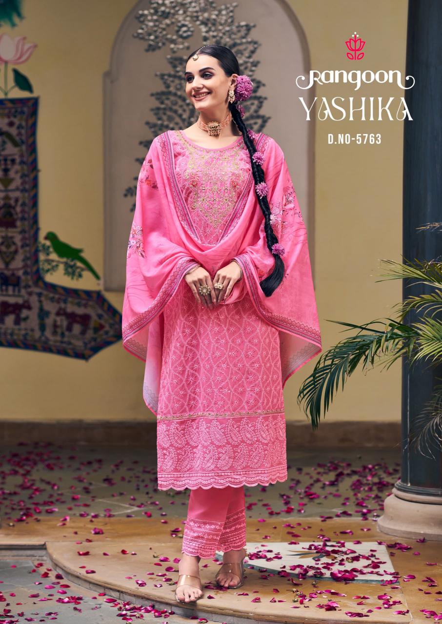 rangoon yashika chiffon georgette fully stitch classic salwar suit sets 