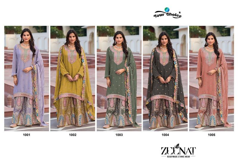 your choice zeenat chinon fully stitch party wear sharara style 3pcs dress