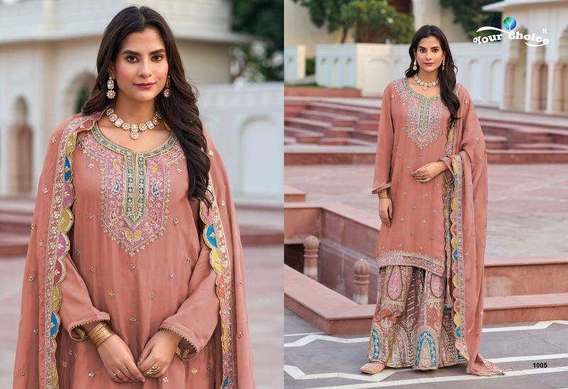 your choice zeenat chinon fully stitch party wear sharara style 3pcs dress
