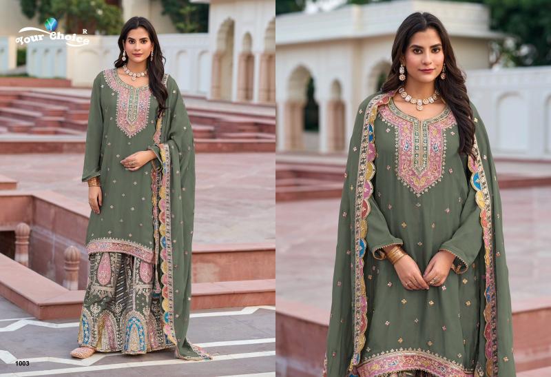 your choice zeenat chinon fully stitch party wear sharara style 3pcs dress