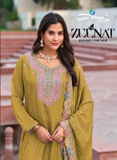 your choice zeenat chinon fully stitch party wear sharara style 3pcs dress