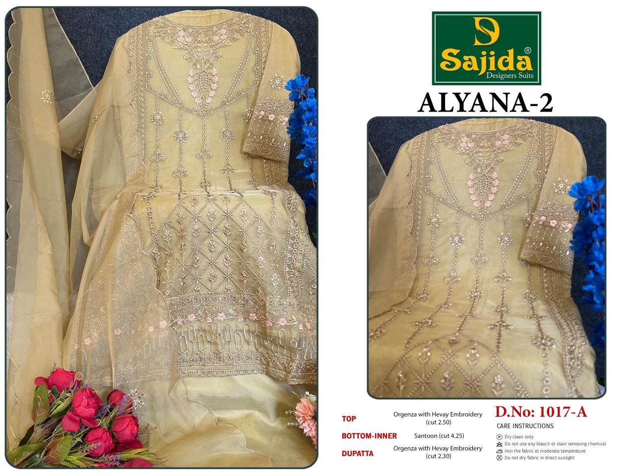 sajida designer alyana vol 2 1017 organza model pakistani dress material 