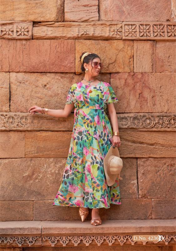 coral charm vol 5 by anju fab fully stitch western chiffon floral one piece dress