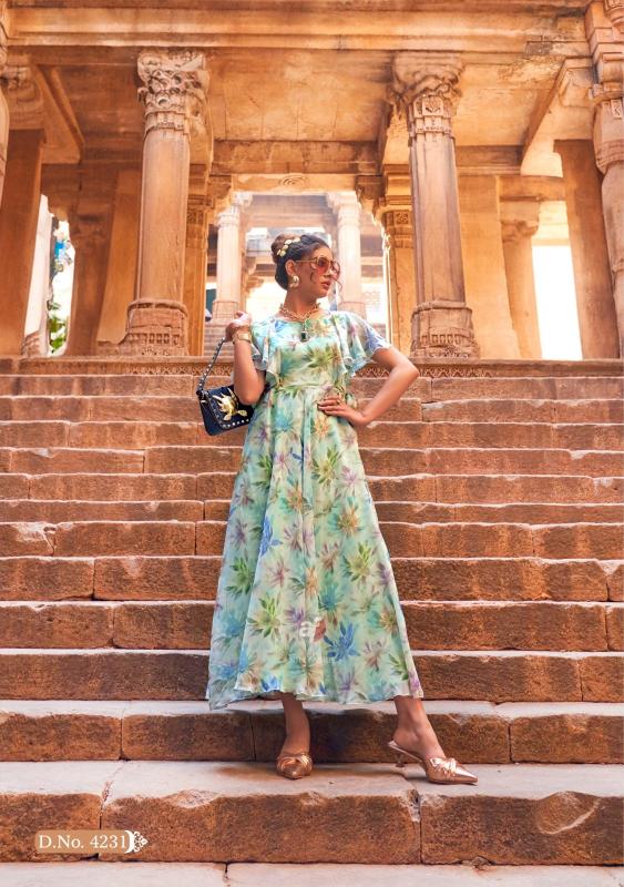 coral charm vol 5 by anju fab fully stitch western chiffon floral one piece dress