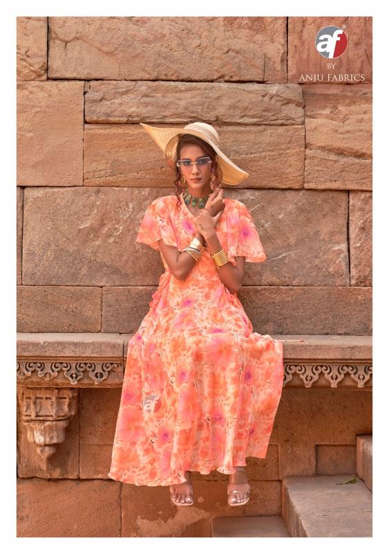 coral charm vol 5 by anju fab fully stitch western chiffon floral one piece dress