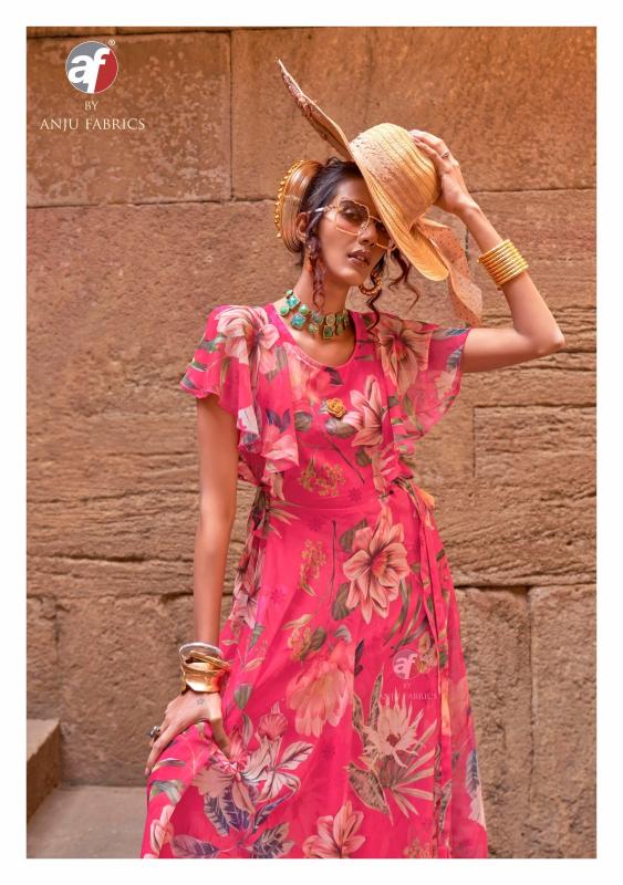 coral charm vol 5 by anju fab fully stitch western chiffon floral one piece dress
