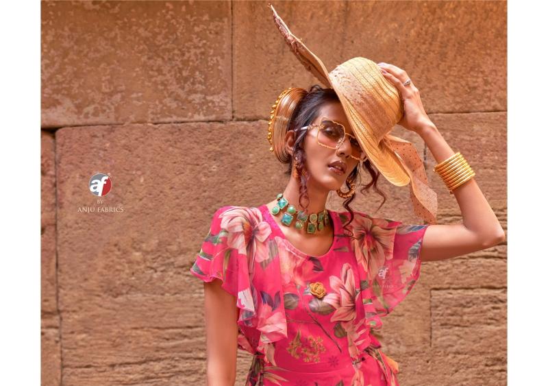 coral charm vol 5 by anju fab fully stitch western chiffon floral one piece dress