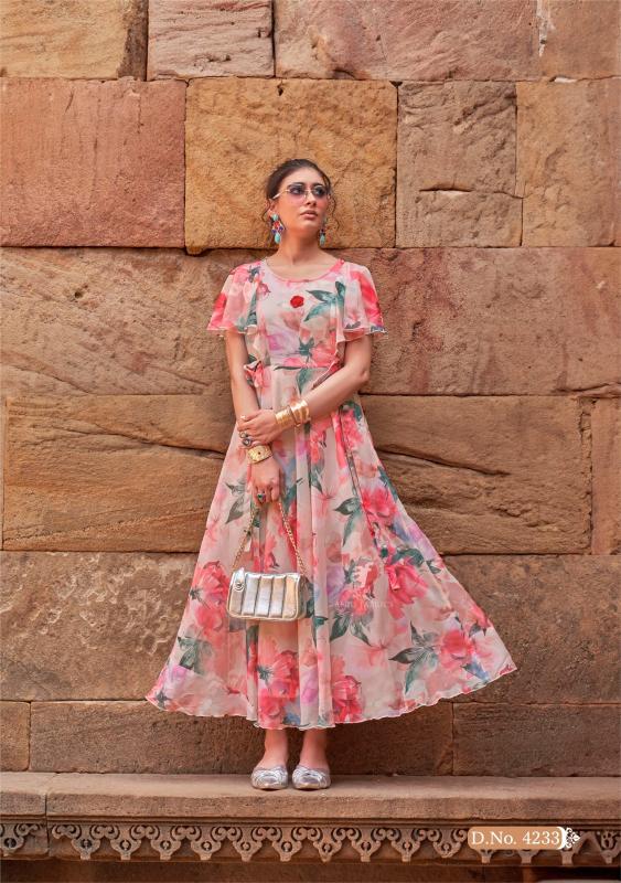 coral charm vol 5 by anju fab fully stitch western chiffon floral one piece dress