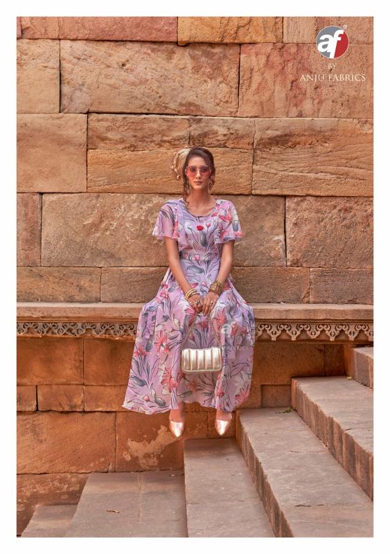 coral charm vol 5 by anju fab fully stitch western chiffon floral one piece dress