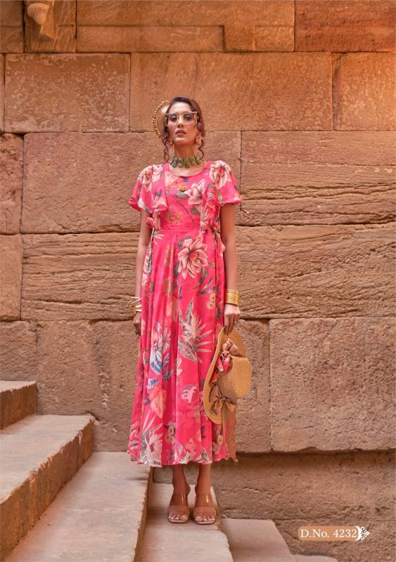 coral charm vol 5 by anju fab fully stitch western chiffon floral one piece dress