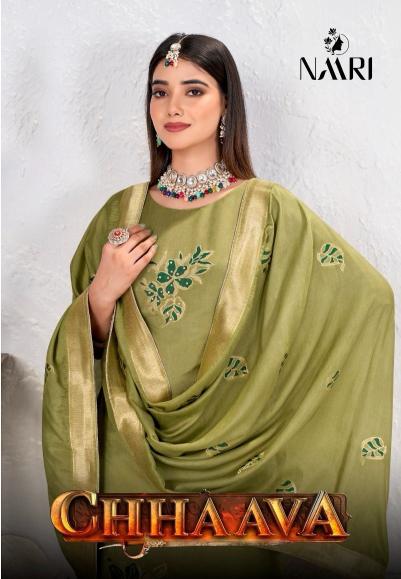 naari chhaava traditional muslin mina jacquard dress material online