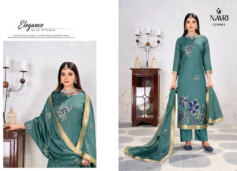 naari chhaava traditional muslin mina jacquard dress material online