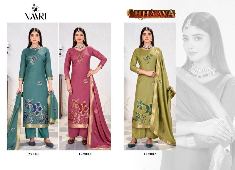 naari chhaava traditional muslin mina jacquard dress material online