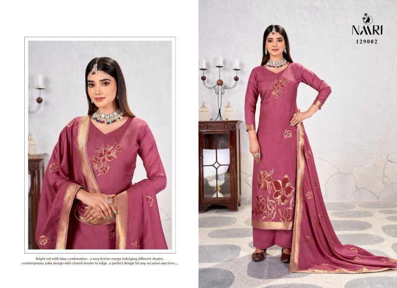 naari chhaava traditional muslin mina jacquard dress material online