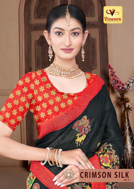 vinamra corporation crimson silk vol 1 shop trendy cotton saree 