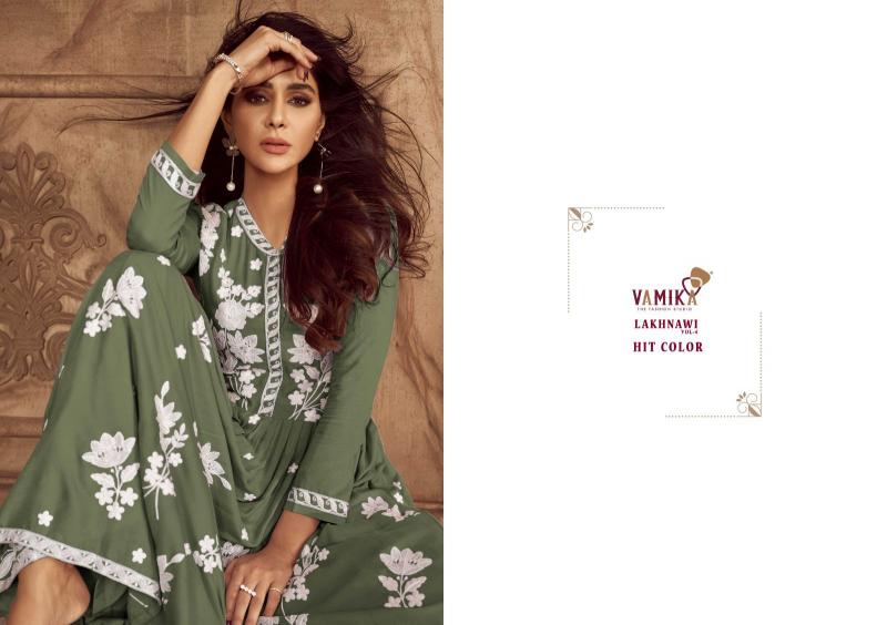 vamika lakhnavi vol 4 hit color rayon full stitch stylish plazzo suit online