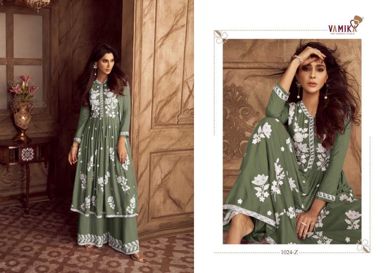 vamika lakhnavi vol 4 hit color rayon full stitch stylish plazzo suit online