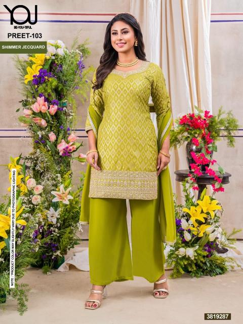 wanna preet stylish look readymade shimmer jacquard plus size 3pcs dress