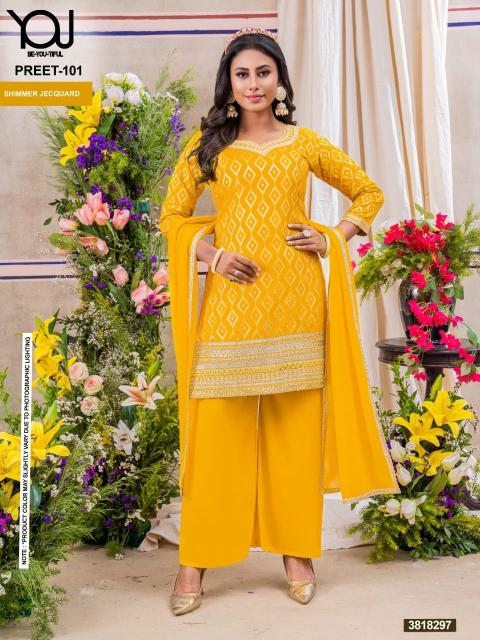 wanna preet stylish look readymade shimmer jacquard plus size 3pcs dress