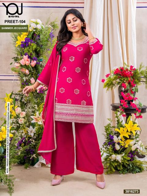 wanna preet stylish look readymade shimmer jacquard plus size 3pcs dress