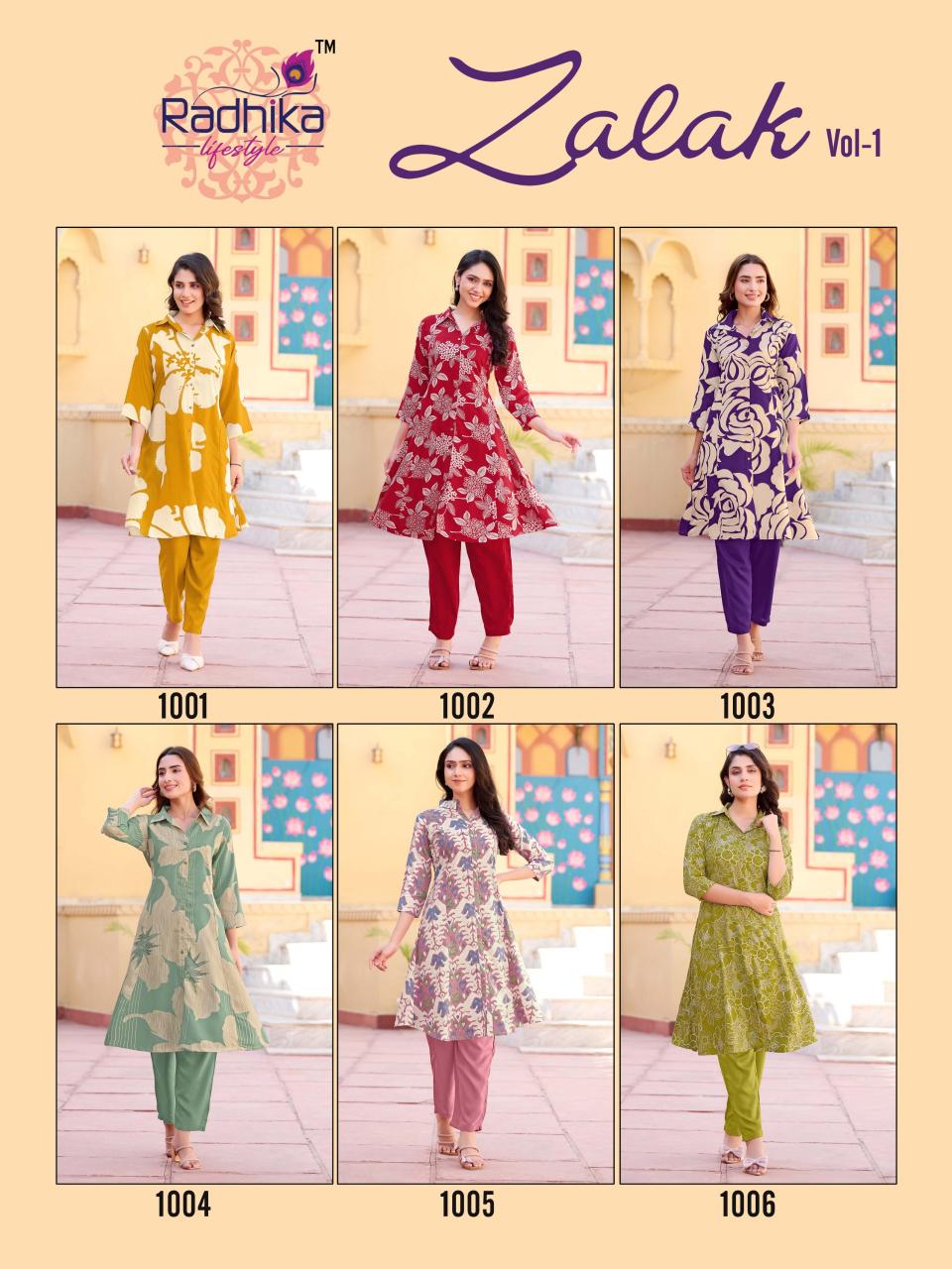 zalak vol 1 by radhika lifestyle rayon fullstitch plus size  co-ord set online 