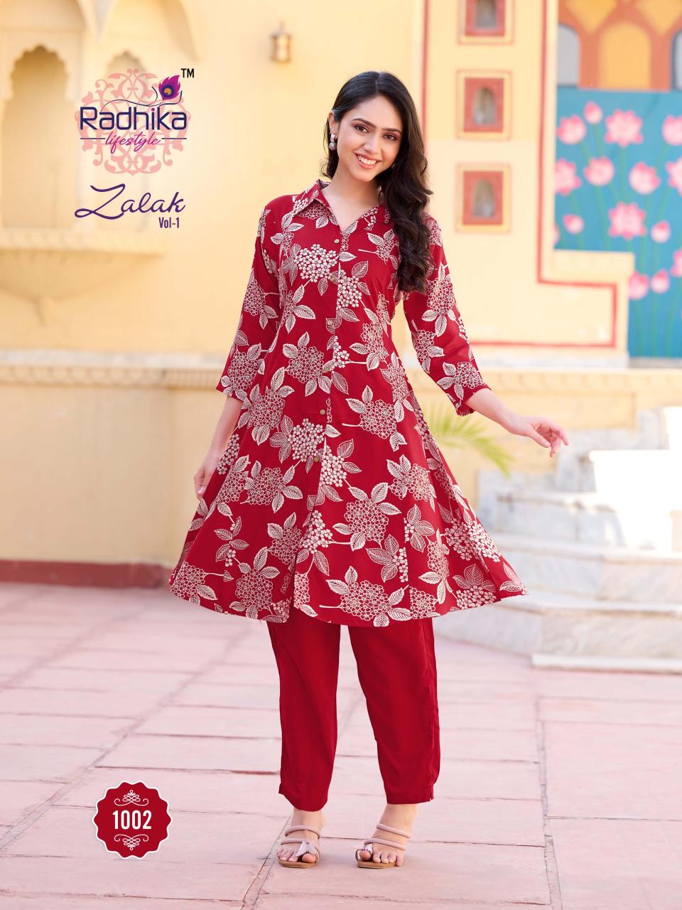 zalak vol 1 by radhika lifestyle rayon fullstitch plus size  co-ord set online 