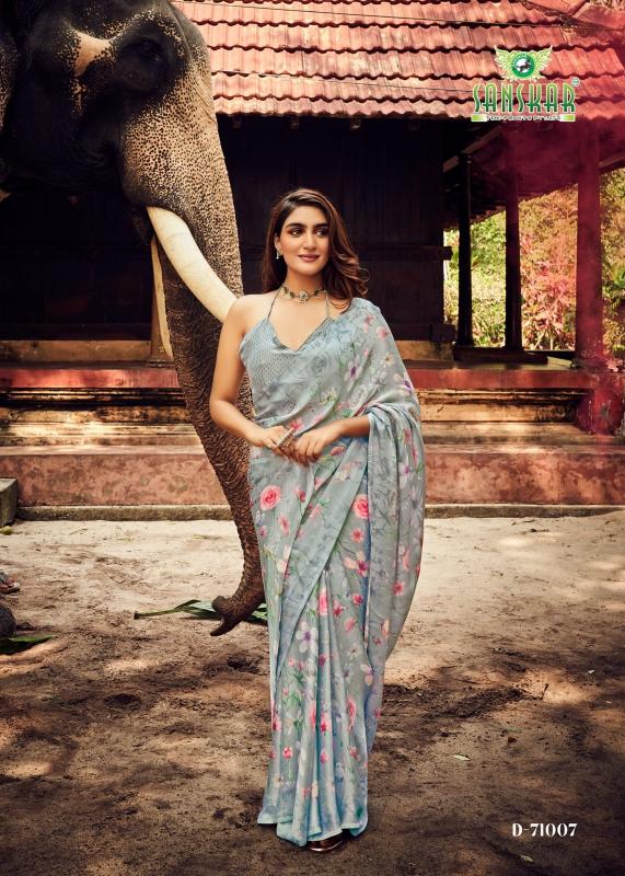 coconut by sanskar tex prints sartin siffon unique colours florence print saree 