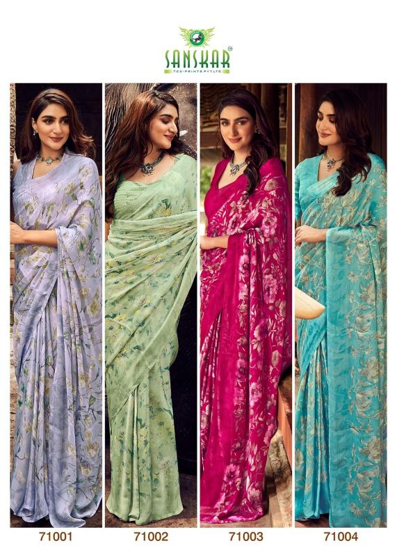 coconut by sanskar tex prints sartin siffon unique colours florence print saree 