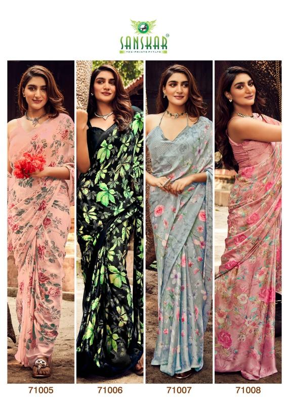 coconut by sanskar tex prints sartin siffon unique colours florence print saree 