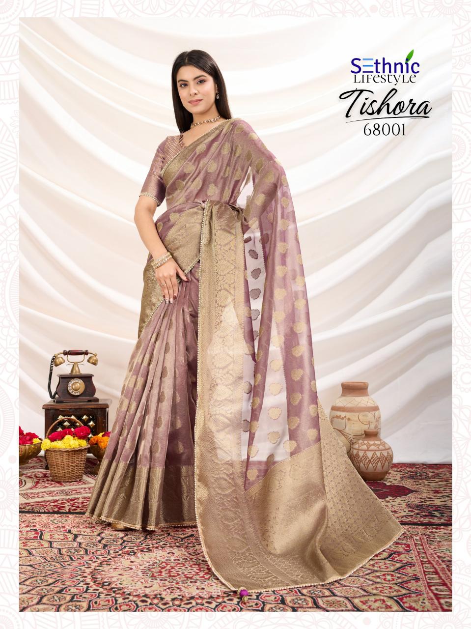 tishora by sethnic lifestyle crush tissue silk best saree online 