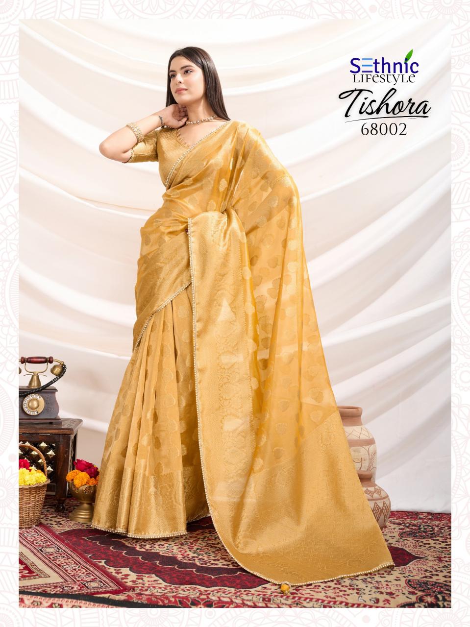 tishora by sethnic lifestyle crush tissue silk best saree online 