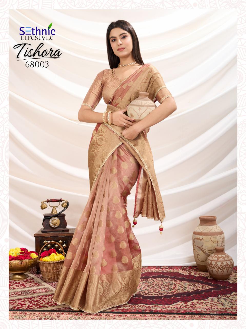 tishora by sethnic lifestyle crush tissue silk best saree online 