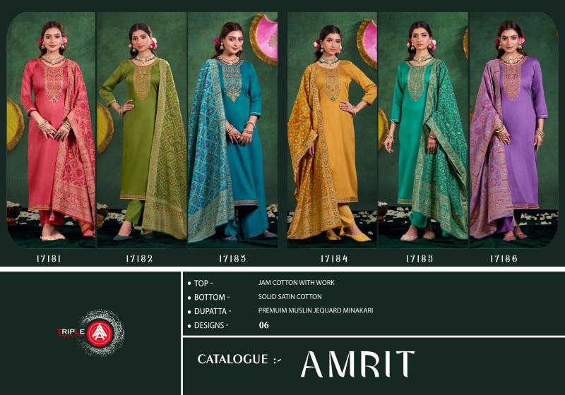 amrit by triple a jam cotton comfortable fullstitch big size salwar kameez 