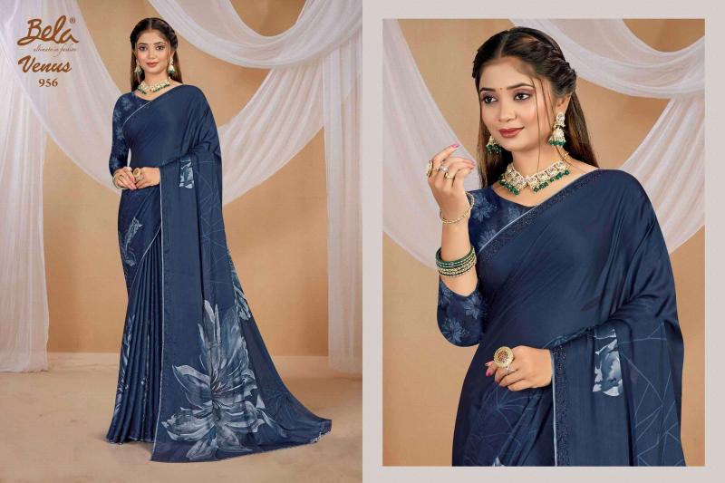 venus by  bela fashion satin print gorgeous look sarees 